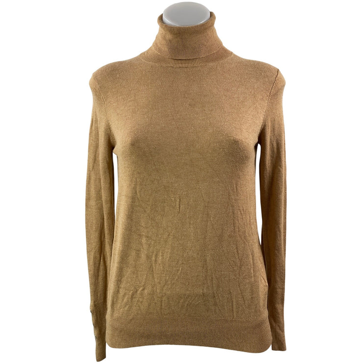 Zara Women's Brown Long Sleeves Ribbed Knit Turtleneck Pullover Sweater Top Sz S