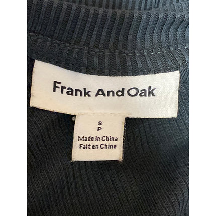 Frank And Oak Women's Black Ribbed Knit Crew Long Sleeve T Shirt Tee Top Size S