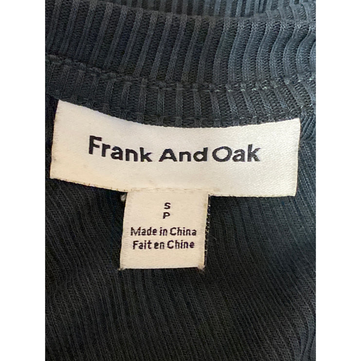 Frank And Oak Women's Black Ribbed Knit Crew Long Sleeve T Shirt Tee Top Size S