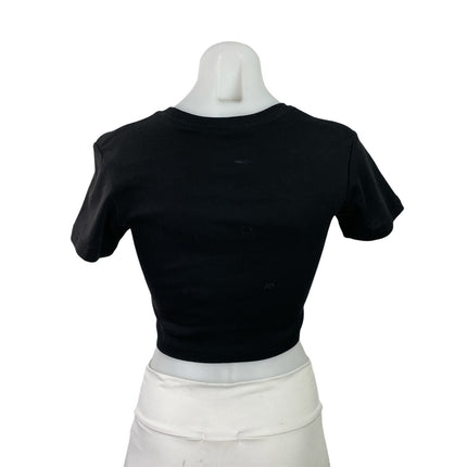 Britney Spears Black Short Sleeve Signature Babydoll Crop Tee T-Shirt Top Size S
