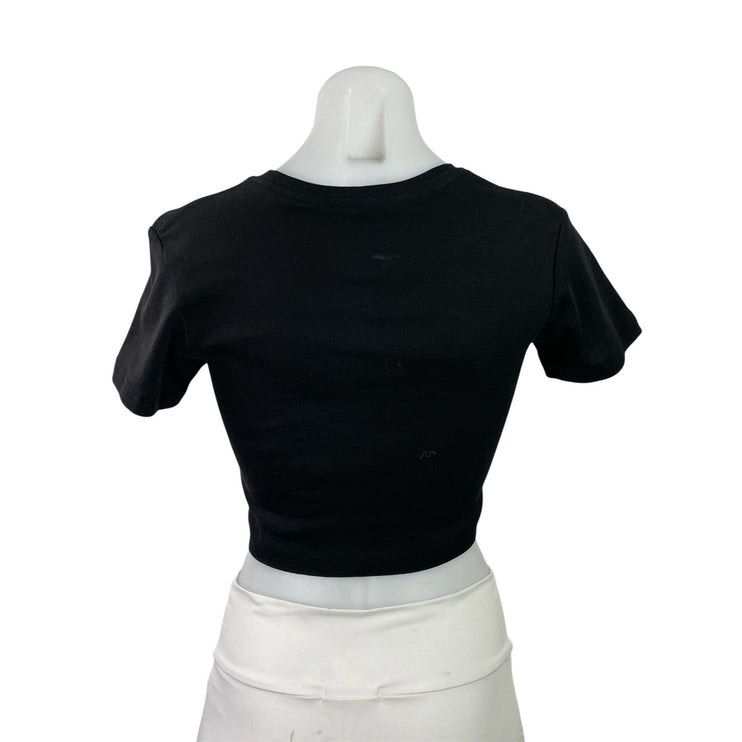 Britney Spears Black Short Sleeve Signature Babydoll Crop Tee T-Shirt Top Size S
