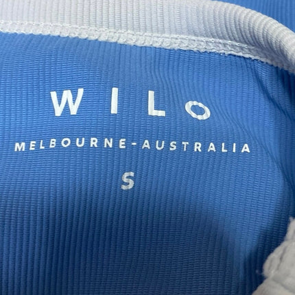 Wilo Women's Blue Sleeveless Racerback Rib Knit Sports Bra Crop Tank Top Size S