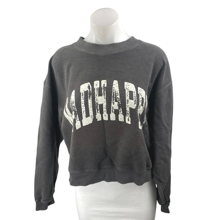 Madhappy Women's Charcoal Gray Spellout Logo Long Sleeve Sweatshirt Top Size L