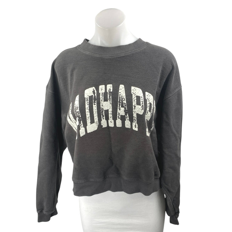 Madhappy Women's Charcoal Gray Spellout Logo Long Sleeve Sweatshirt Top Size L