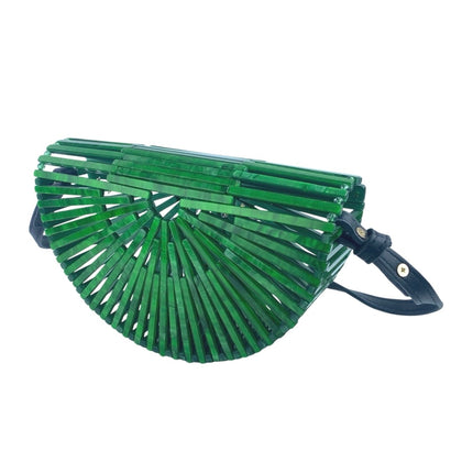 Women's Green Half Moon Crescent Hollow Clutch Purse Beach Crossbody Handbag