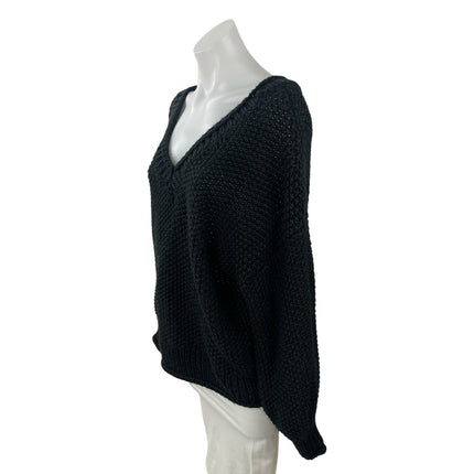 Etophe Studios Women's Black Long Sleeve V Neck Knit Pullover Sweater Top XL