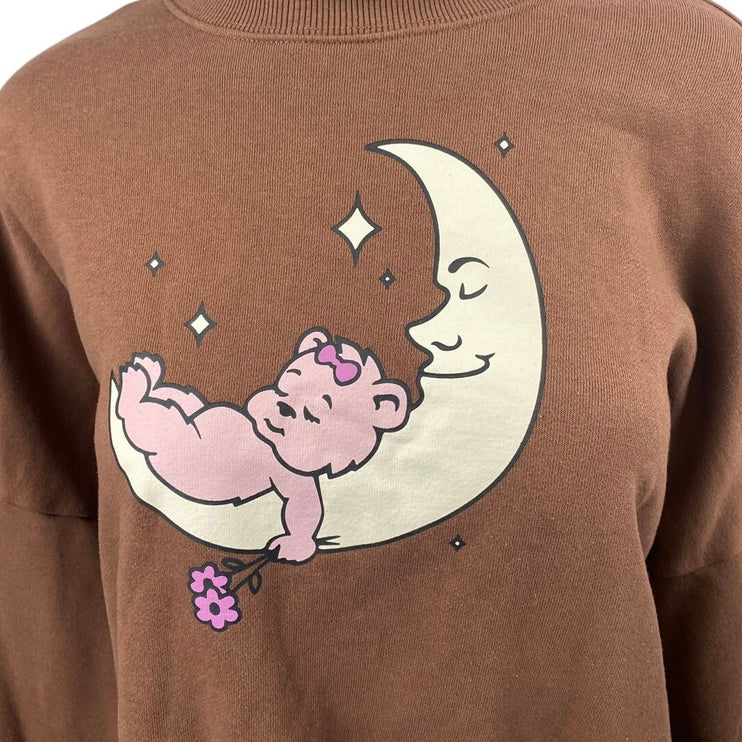 PacSun Teddy Baby Brown Long Sleeve Oversized Graphic Sweatshirt Sweater Top OS