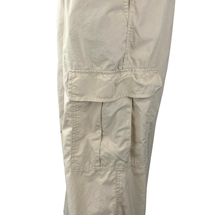 Uniqlo Women's Cream High Waisted Baggy Relaxed Utility Cargo Trousers Pants M