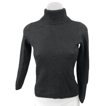 Ann Taylor Black Cashmere Knit Turtleneck Long Sleeve Pullover Sweater Top Sz M