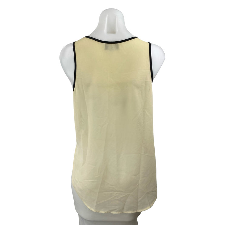 ASTR Cream Black Embroidered Argyle Sleeveless Scoop Cami Tank Blouse Top Size S