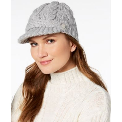 NEW Michael Kors Women's Gray Cable Knit Snow Beanie Peak Cap Hat One Size