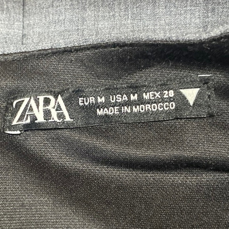 Zara Womens Gray Sweetheart Neck Long Sleeve Zip Mini Career Sheath Dress Size M