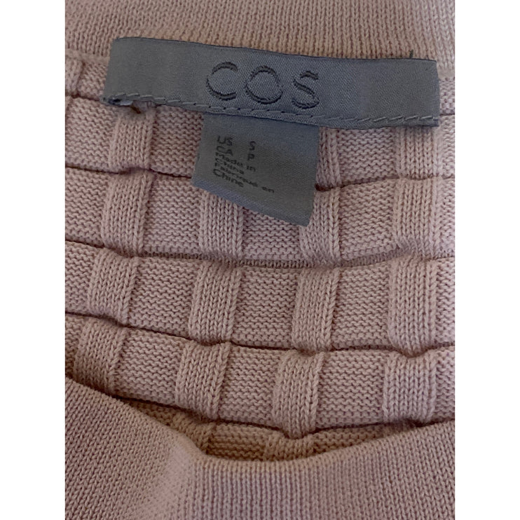 COS Women's Pink Waffle Stitch Knit Half Sleeve Crew Neck Sweater Top Size S