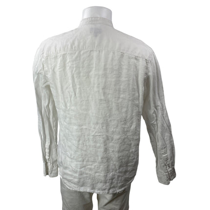 Club Monaco 100% Linen Mens White Long Sleeves Slim Fit Button Down Shirt Top M