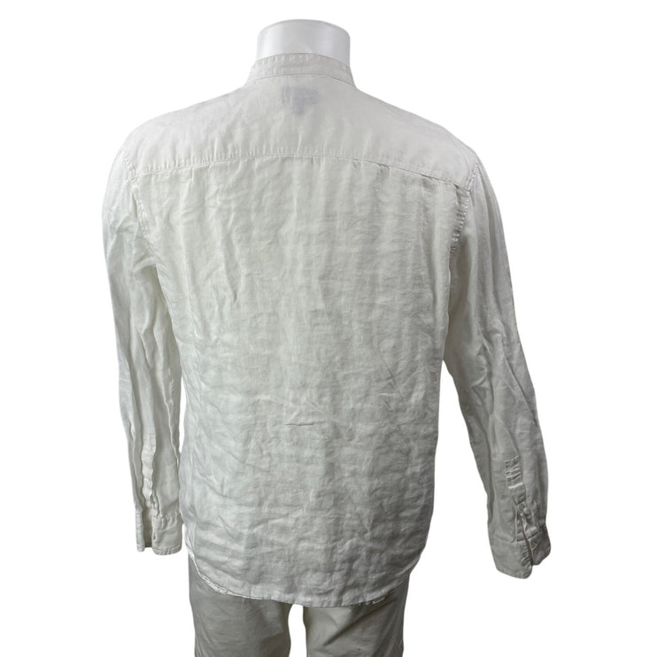 Club Monaco 100% Linen Mens White Long Sleeves Slim Fit Button Down Shirt Top M