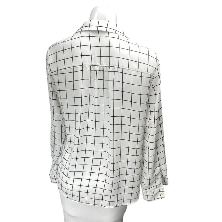 J.Crew Women's White Plaid Checkered Long Sleeve Collar Button Up Shirt Top Sz S