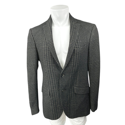 Etro Black Houndstooth Plaid Wool 2-Button Long Sleeve Blazer Coat Jacket 42 US