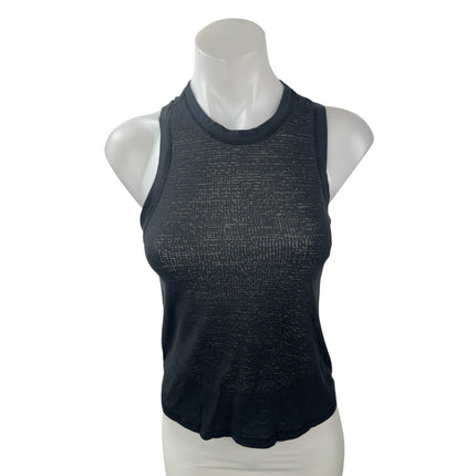 Lululemon Women's Black Ribbed Sheer Crew Neck Sleeveless Muscle Tank Top Size 4