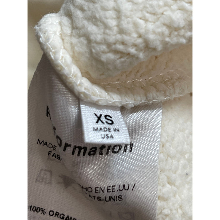 Reformation White Fleece High Waist Tapered Leg Trousers Joggers Sweat Pants XS