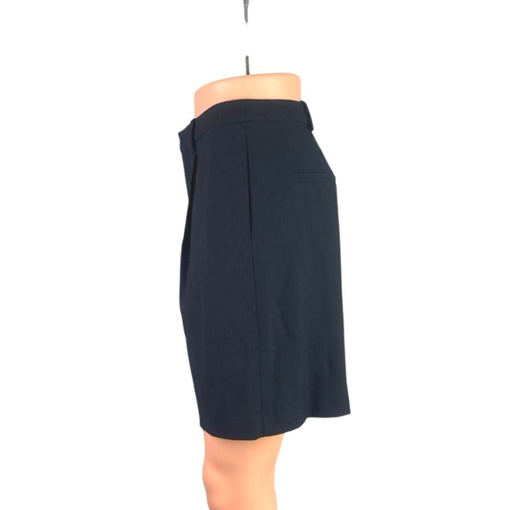Zara Women's Black Pleated High Rise Straight Bermuda Chino Casual Shorts XS