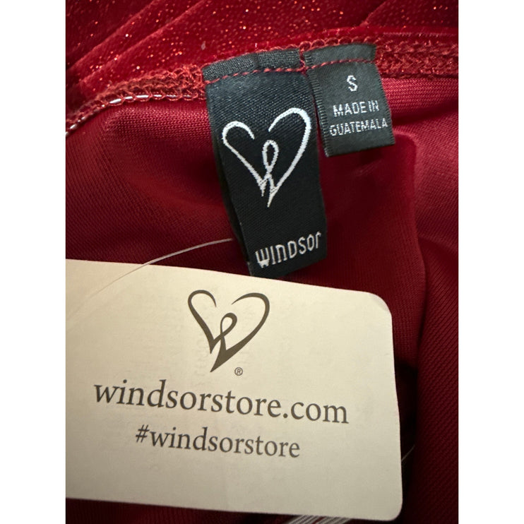 NEW Windsor Red Sleeveless Cowl Neck Glitter Cami Slit Tank Slip Midi Dress S