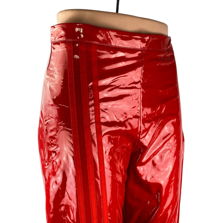 Adidas x Ivy Park Women's Red Latex Patent Faux Leather Vegan Trousers Pants M