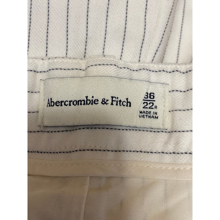 Abercrombie & Fitch Women's White Striped Pleated Wide leg Trousers Pants Sz 36