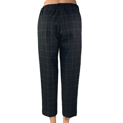 Aritzia The Group Babaton Black Plaid Tartan Straight Cropped Trousers Pants XS