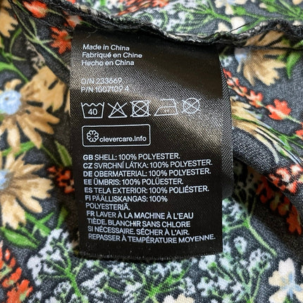 H&M Women's Satin Floral Crew Neck Keyhole Back Long Sleeve Crop Blouse Top Sz S