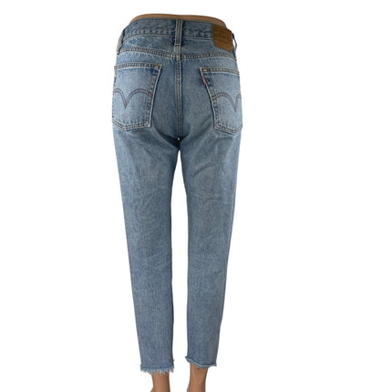 Levi's Wedgie Women's Blue Mid Rise Frayed Raw Hem Skinny Denim Jeans Pants 24