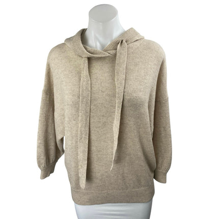 27 Miles 100% Cashmere Women's Brown Tan Hooded Hoodie Long Sleeve Sweater Sz M