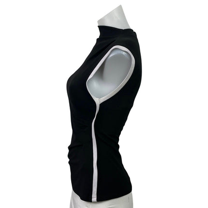 Reiss Eva Women's Black Asymmetric Contrast Mock Neck One Shoulder Blouse Top XS