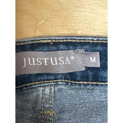 Justusa Women's Blue Mid Rise Frayed Raw Hem Mini Cutoff Denim Jeans Shorts Sz M