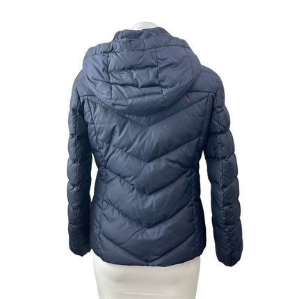 Bogner Women's Navy Blue Quilted Long Sleeve Hooded Padded Puffer Coat Jacket XL