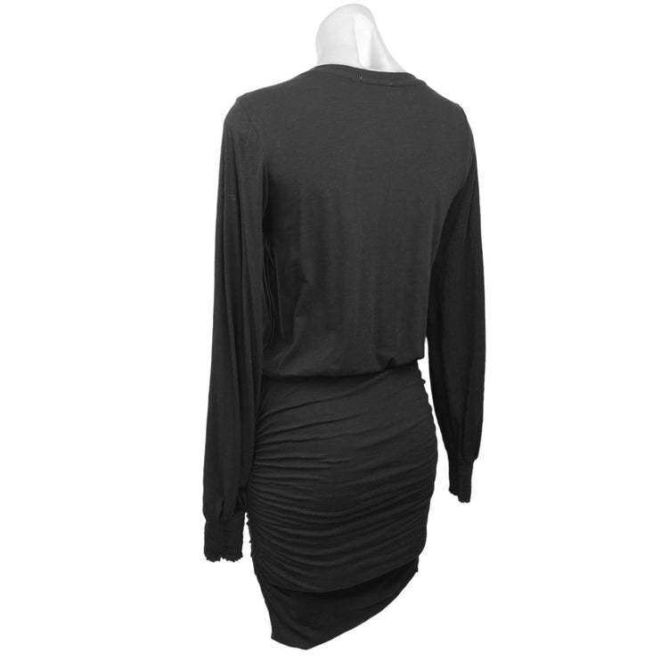 Sundry Black Round Neck Long Sleeve Blouson Stretch Pullover Mini Dress Size 0