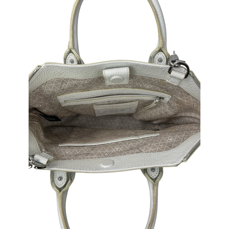 Botkier Vivi White Angled 100% Leather Band Crossbody Bag Satchel Handbag OS