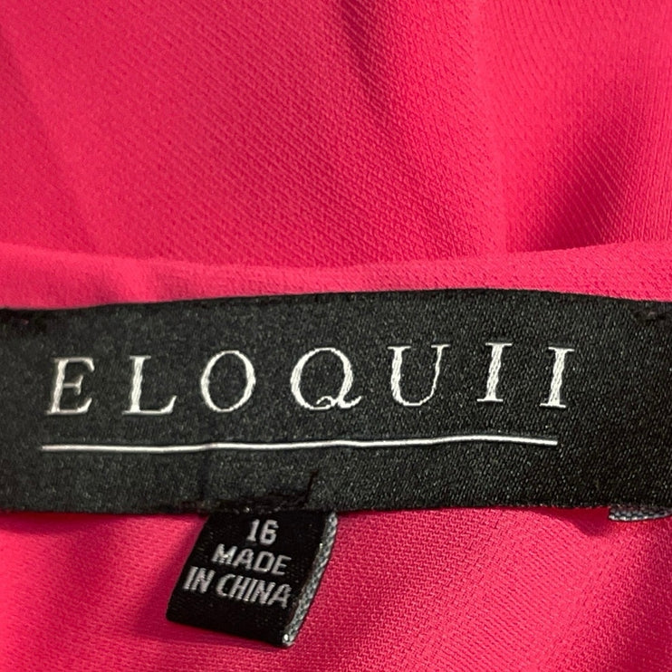 ELOQUII Women's Pink 3/4 Sleeves Crewneck Ruffled Cuff Relaxed Blouse Top Sz 16