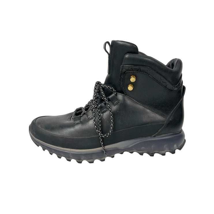 Cole Haan Zero Grand Explore Black Leather Lace Up Round Toe Hiking Boots Sz 10