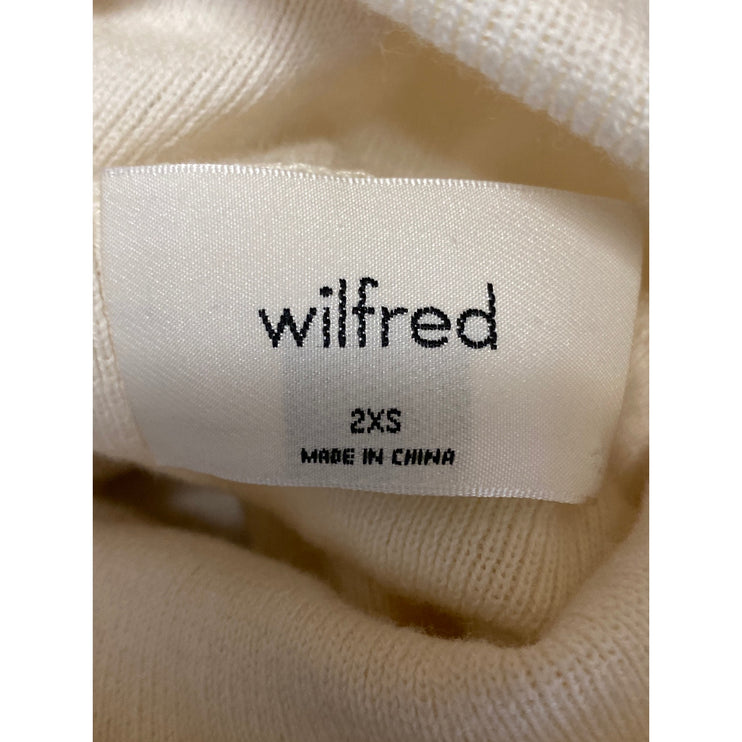 Aritzia Wilfred Cream Wool Turtleneck Knit Long Sleeve Cropped Sweater Top XXS