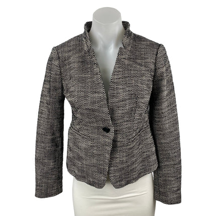 Ann Taylor LOFT Gray Textured Long Sleeve Single Breasted Blazer Coat Jacket 0