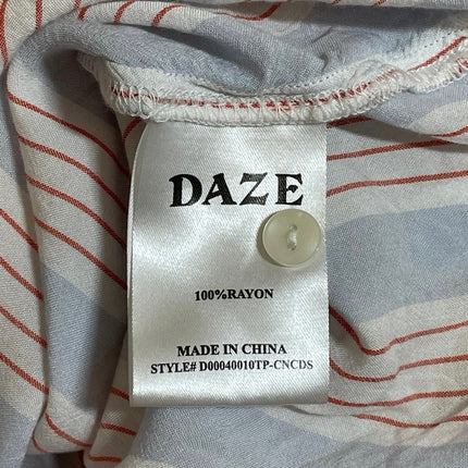 Daze Women's Blue Striped Long Sleeve Tie Back Button Down Shirt Top Size XS