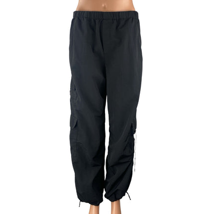 Zara Women's Black High Waisted Utility Cargo Parachute Trousers Pants Size S