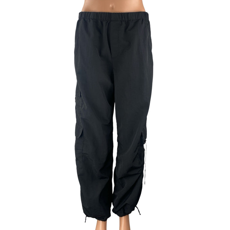 Zara Women's Black High Waisted Utility Cargo Parachute Trousers Pants Size S