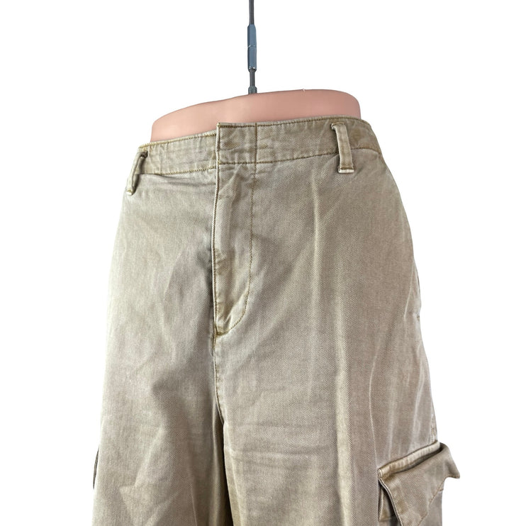 Gap Women's Beige Khaki High Rise Wide Leg Baggy Cargo Trousers Pants Size 8