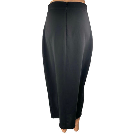 Zara Women's Black Faux Wrap Zip High Waisted Split Pencil Midi Skirt Size S