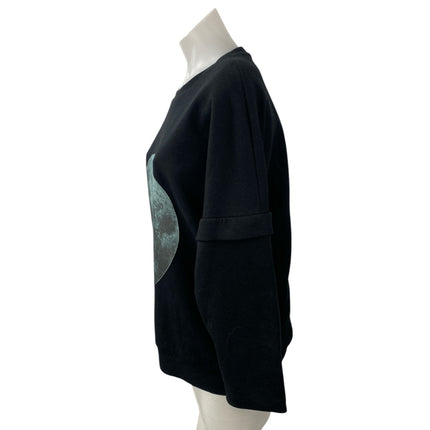 Matiere Noire Women's Black Moon Graphic Long Sleeve Sweater Sweatshirt Top Sz S