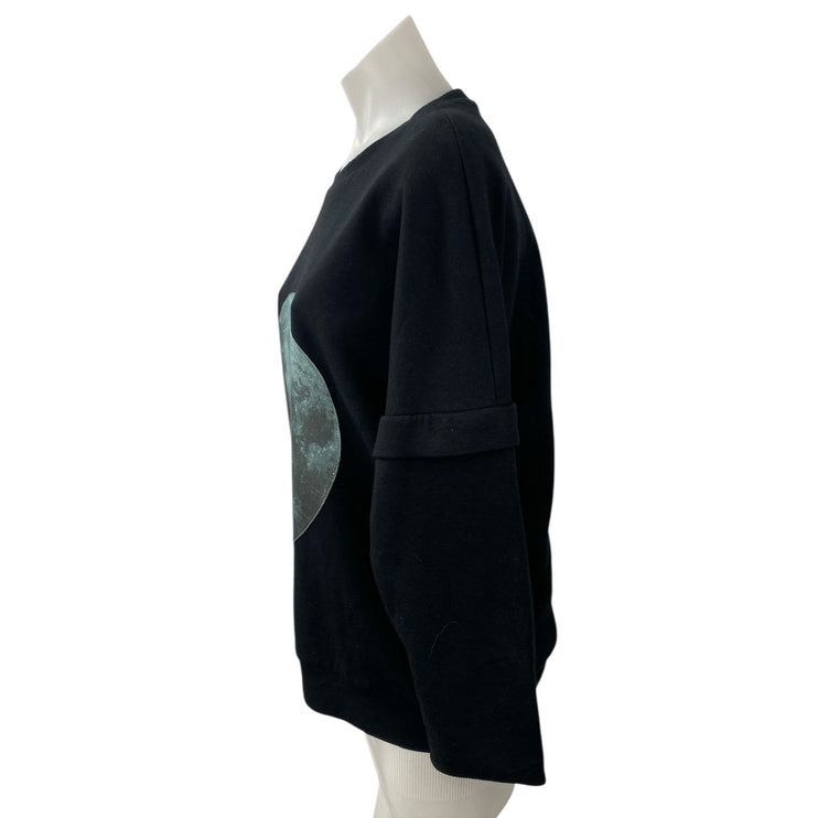 Matiere Noire Women's Black Moon Graphic Long Sleeve Sweater Sweatshirt Top Sz S