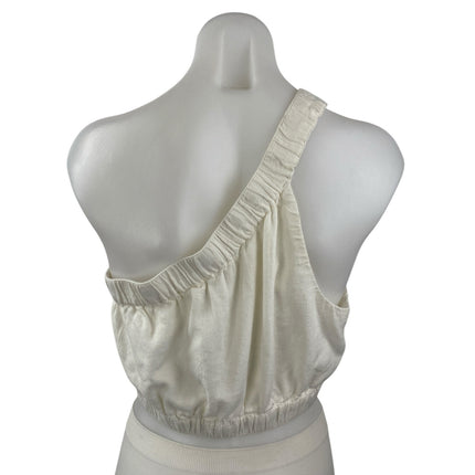 NEW Abercrombie & Fitch White Linen One Shoulder Sleeveless Tank Crop Top Size M