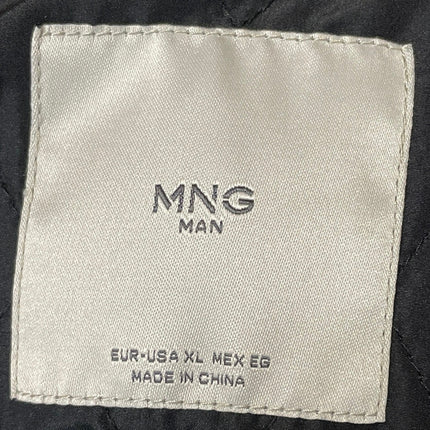 MNG Mango Men's Black Faux Leather Vegan Quilted Long Sleeve Moto Jacket Size XL