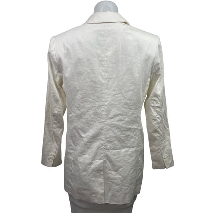 NEW Banana Republic Women's White Linen Notch Lapel Blazer Coat Jacket Size 6P